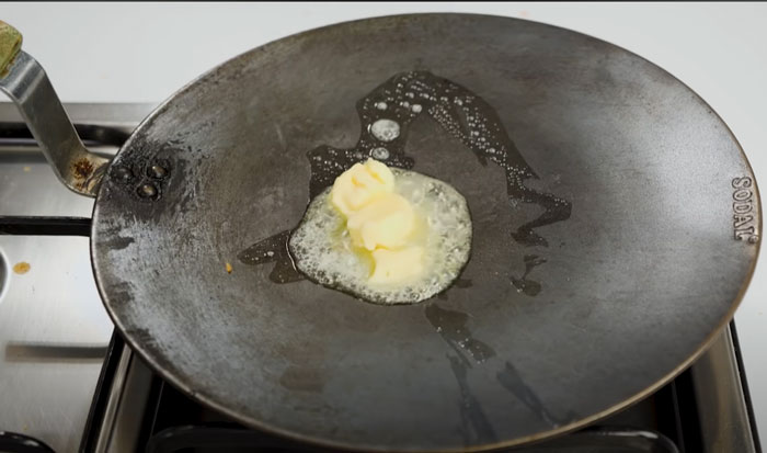 butter on fry pan