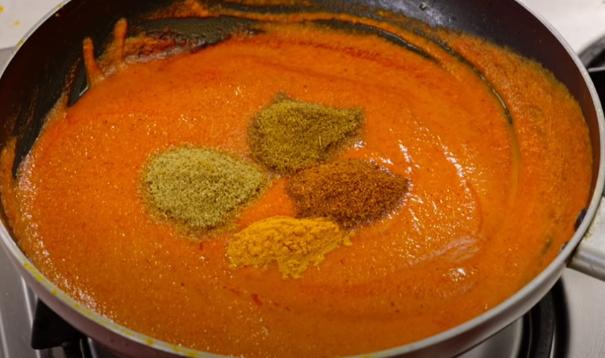 all spices in pan